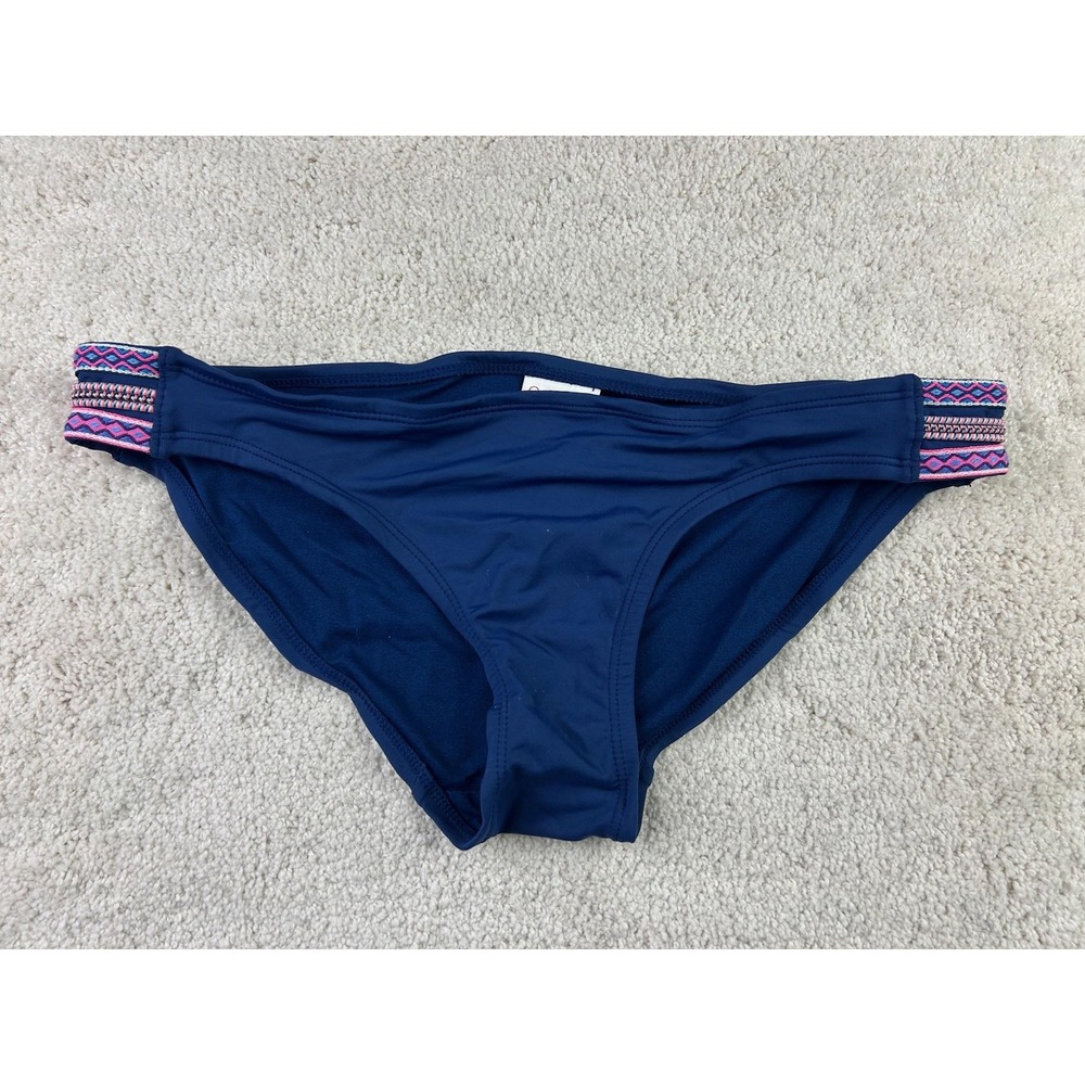 Cole of California Bikini Bottom Womens Small Blue Swim Tribal Side Strap Nylon